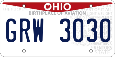 OH license plate GRW3030