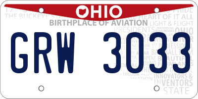 OH license plate GRW3033