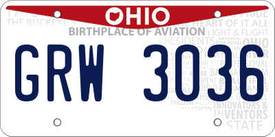 OH license plate GRW3036