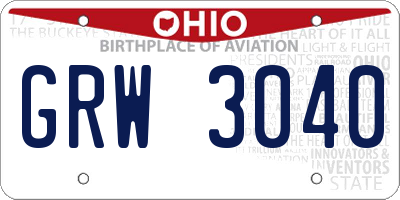 OH license plate GRW3040