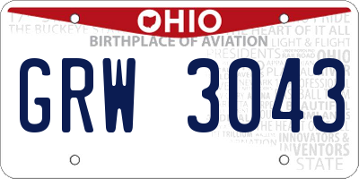 OH license plate GRW3043