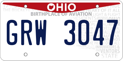 OH license plate GRW3047