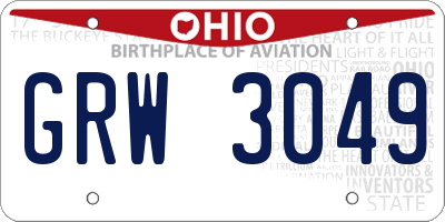 OH license plate GRW3049
