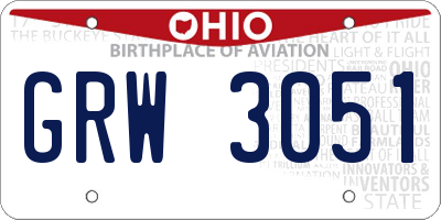 OH license plate GRW3051