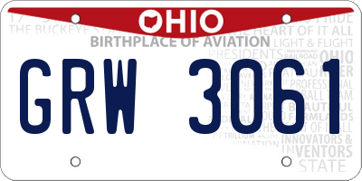 OH license plate GRW3061