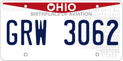 OH license plate GRW3062