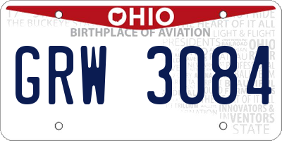 OH license plate GRW3084