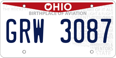 OH license plate GRW3087
