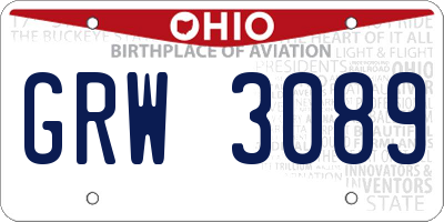 OH license plate GRW3089