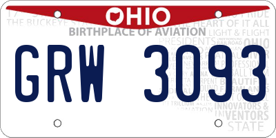 OH license plate GRW3093