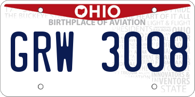 OH license plate GRW3098
