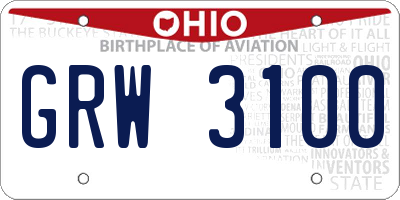 OH license plate GRW3100