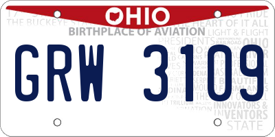 OH license plate GRW3109