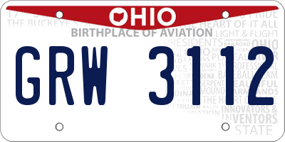OH license plate GRW3112