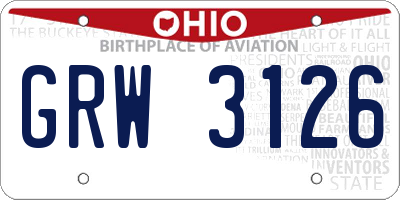 OH license plate GRW3126