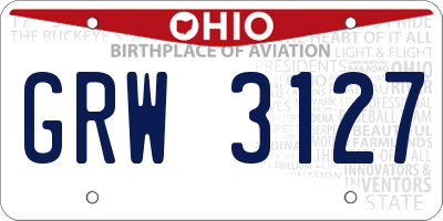 OH license plate GRW3127