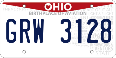 OH license plate GRW3128