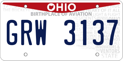 OH license plate GRW3137