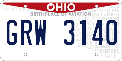 OH license plate GRW3140
