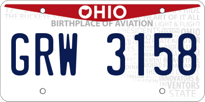 OH license plate GRW3158