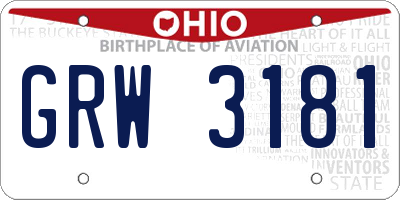 OH license plate GRW3181