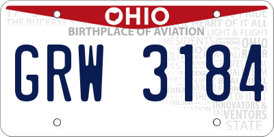 OH license plate GRW3184