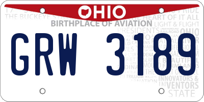 OH license plate GRW3189