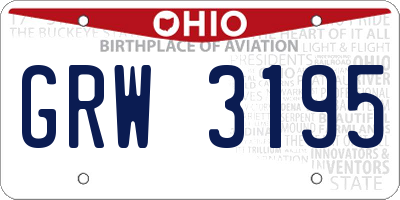 OH license plate GRW3195