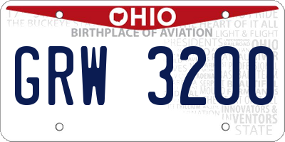OH license plate GRW3200