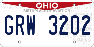 OH license plate GRW3202