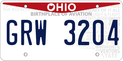 OH license plate GRW3204