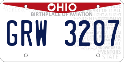OH license plate GRW3207
