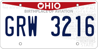 OH license plate GRW3216