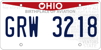 OH license plate GRW3218