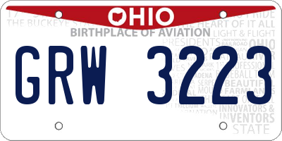 OH license plate GRW3223