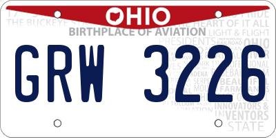 OH license plate GRW3226