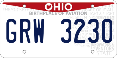 OH license plate GRW3230