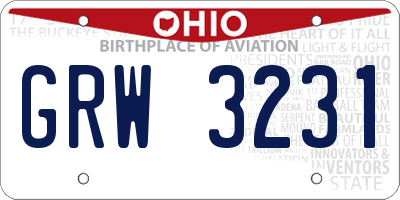 OH license plate GRW3231