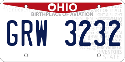OH license plate GRW3232