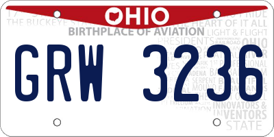 OH license plate GRW3236