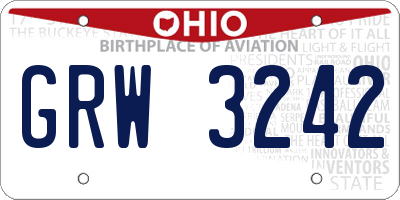 OH license plate GRW3242