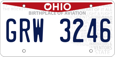 OH license plate GRW3246