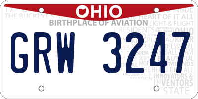 OH license plate GRW3247