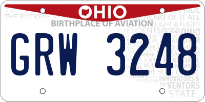 OH license plate GRW3248