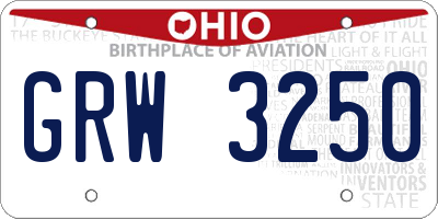 OH license plate GRW3250