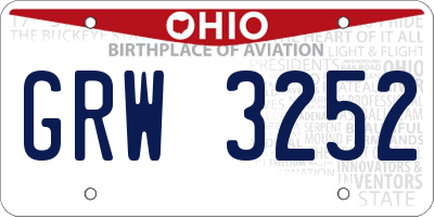 OH license plate GRW3252