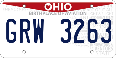 OH license plate GRW3263