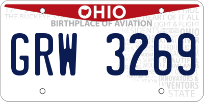 OH license plate GRW3269