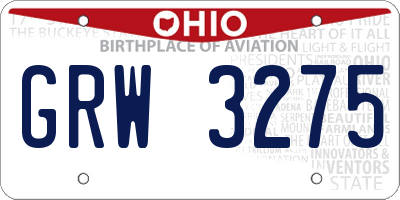 OH license plate GRW3275
