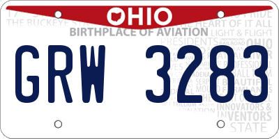 OH license plate GRW3283